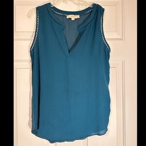 Teal blue LOFT tank top blouse, size small